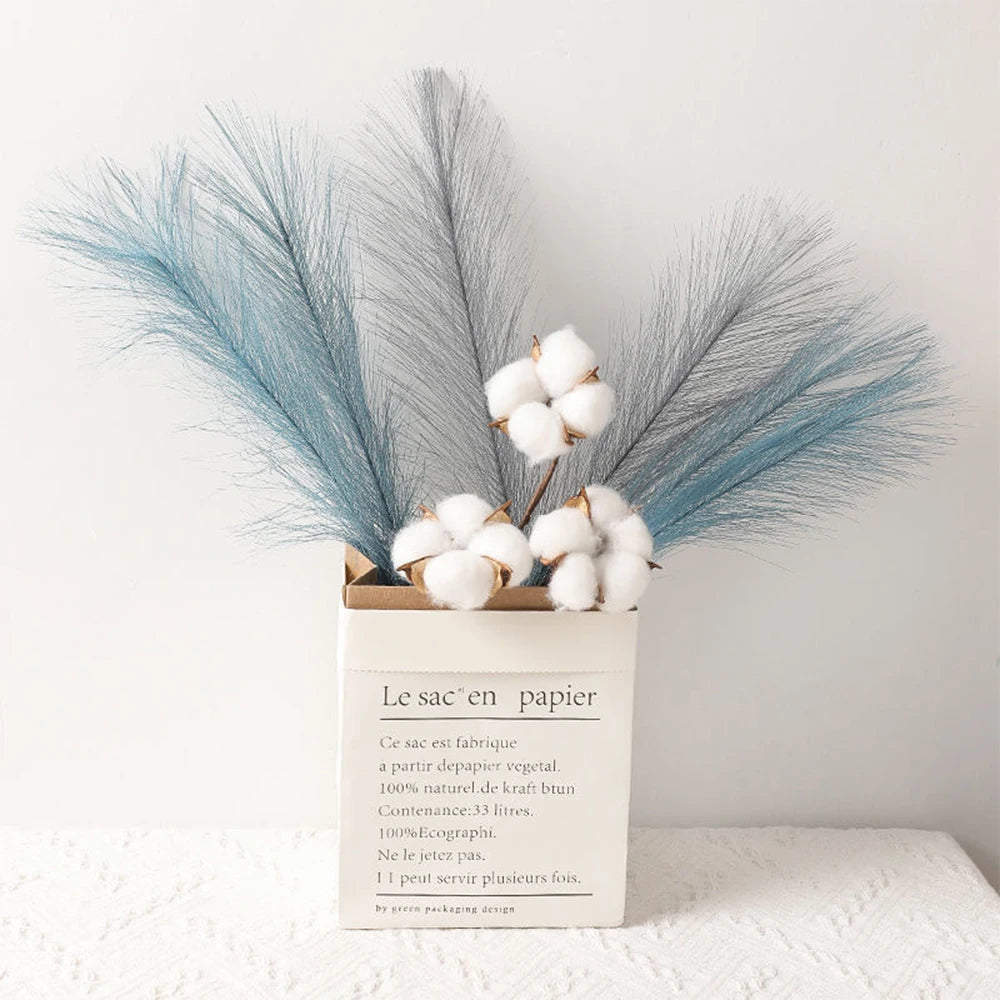 Fluffy Pampas Grass Bundle — Boho Faux Reed Decor, 16.5in