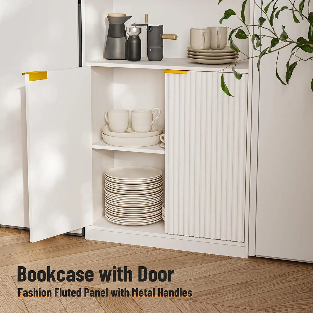 69" Tall Bookcase with Storage Doors — 6-Shelf Display Shelf