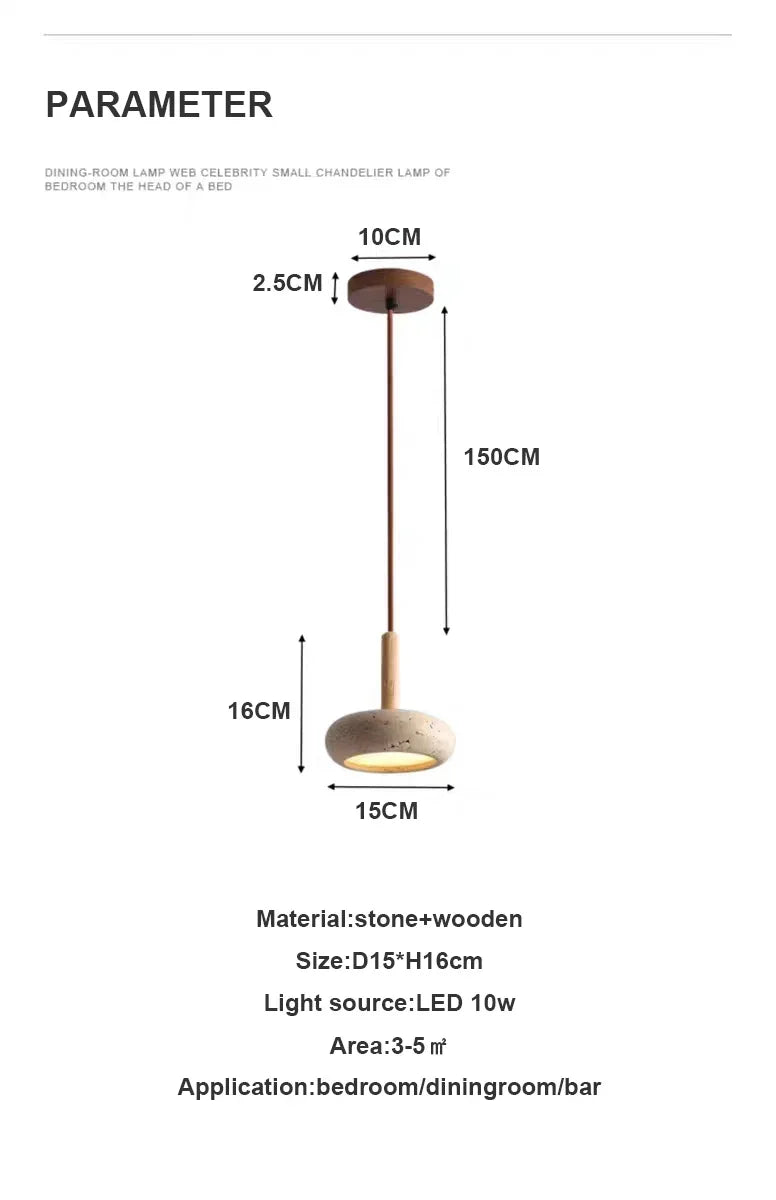 Wabi-sabi Chandelier Nordic Yellow Travertine Bedside  Retro Flying Saucer Restaurant Bar Stone LED — image 16