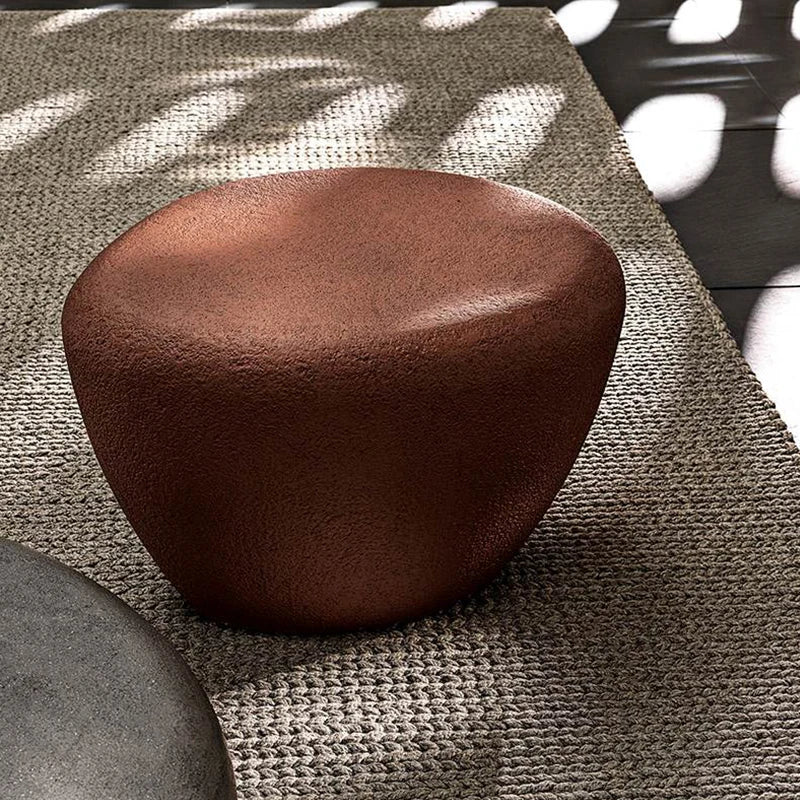 Italian Oval Stone Coffee Table - Minimalist Industrial