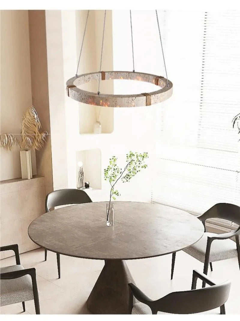 Natural stone pendant LED chandelier for dining or living room