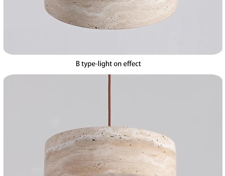 Yellow Travertine Hanging Chandelier — Wabi-Sabi Natural Stone