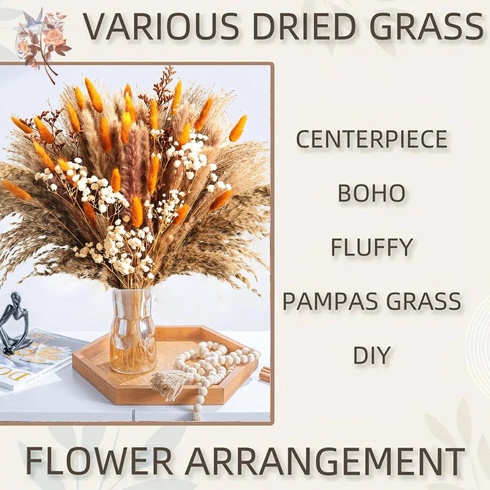 Autumn Pampas & Bunny Tails Dried Bouquet — Boho Vase Filler