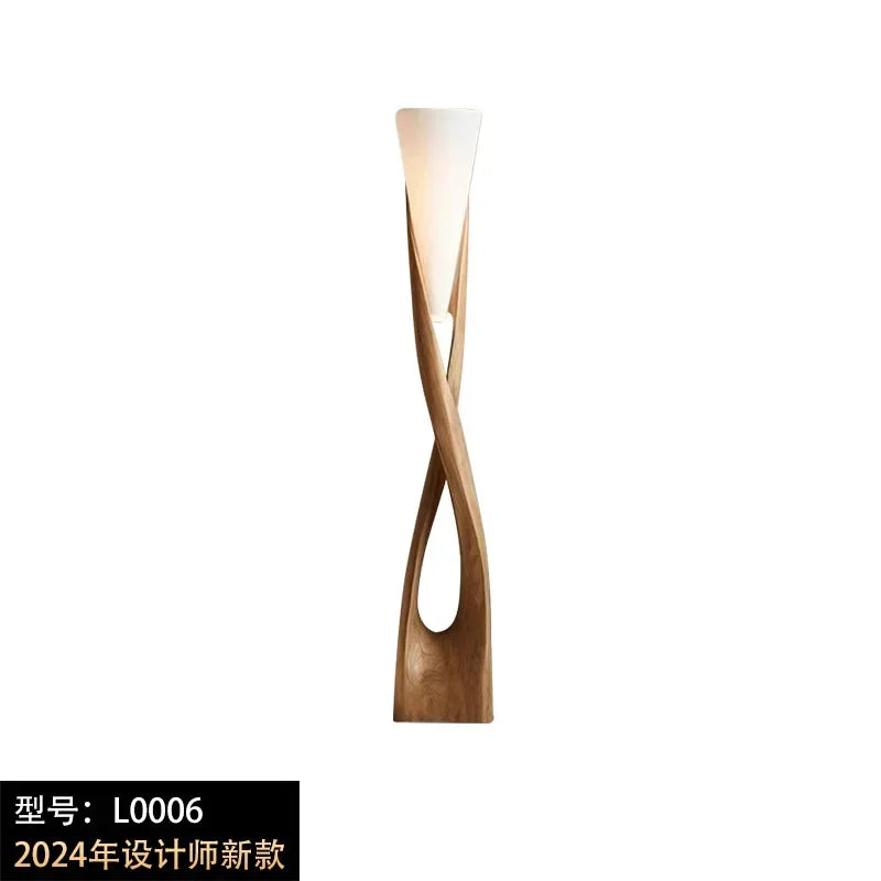 Wabi-Sabi Solid Wood Floor Lamp