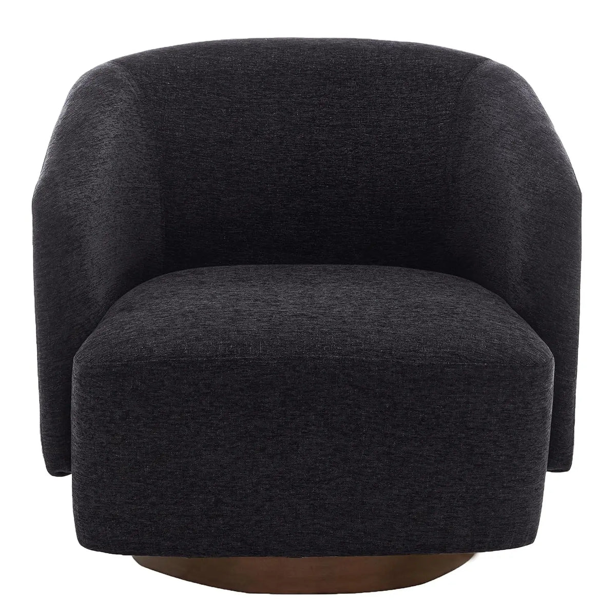 Charcoal Performance Fabric Swivel Chair — Wood Base Accent Chair