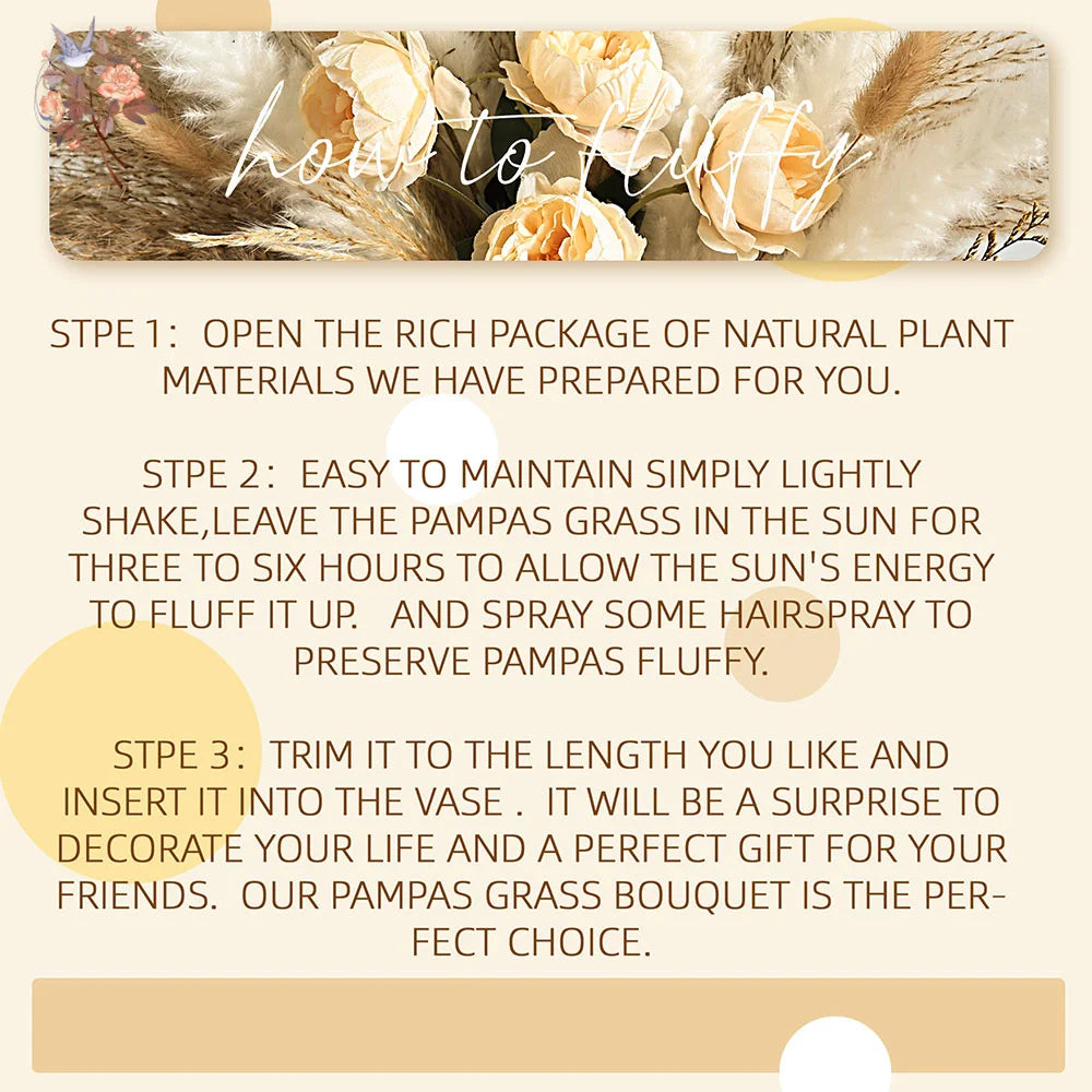 Faux Peony & Pampas Mix Bouquet — Dried-Look Boho Centerpiece
