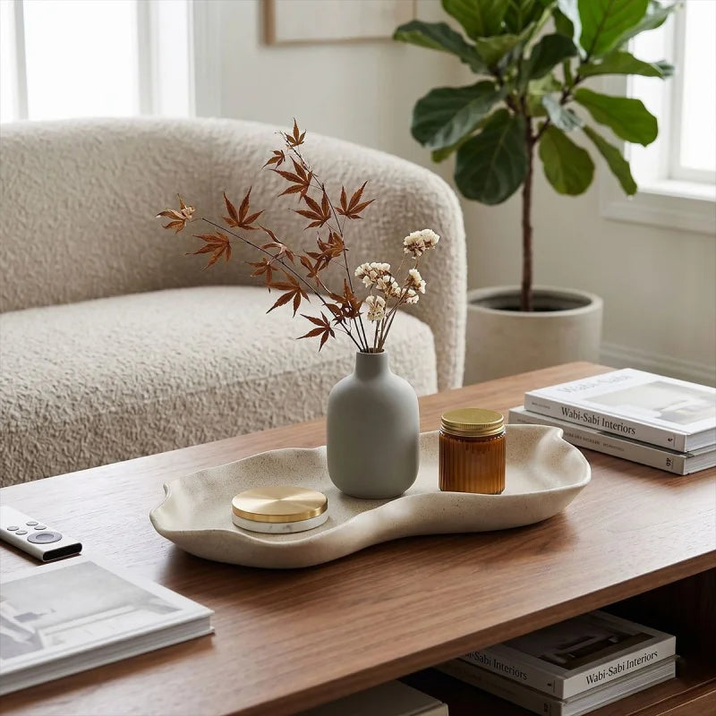 Wabi-Sabi Ceramic Storage Tray — Desktop Catchall