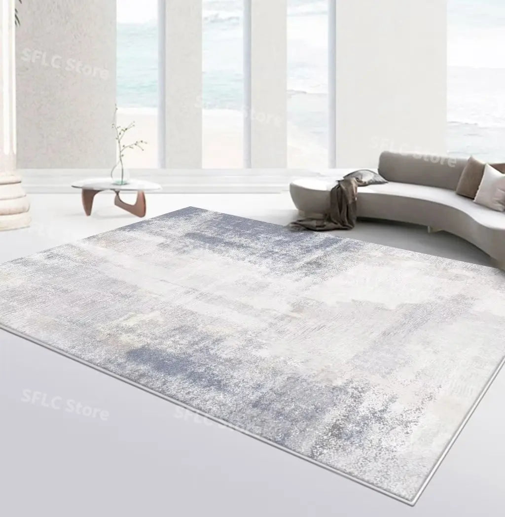 Minimalist Solid Color Beige Area Rug — Japanese Style — alternate angle view