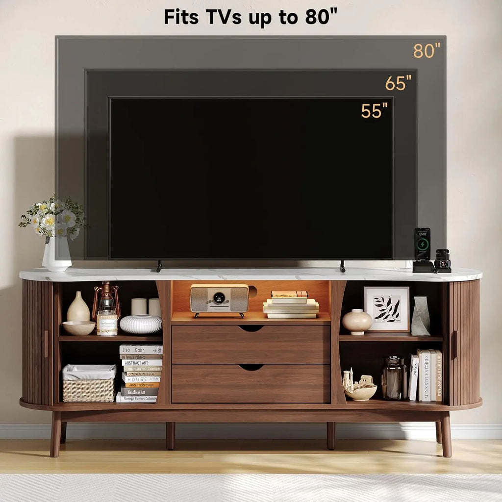 70" Fluted TV Stand — Mid-Century Entertainment Console