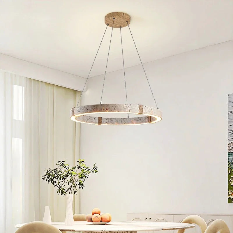 Natural stone pendant LED chandelier for dining or living room