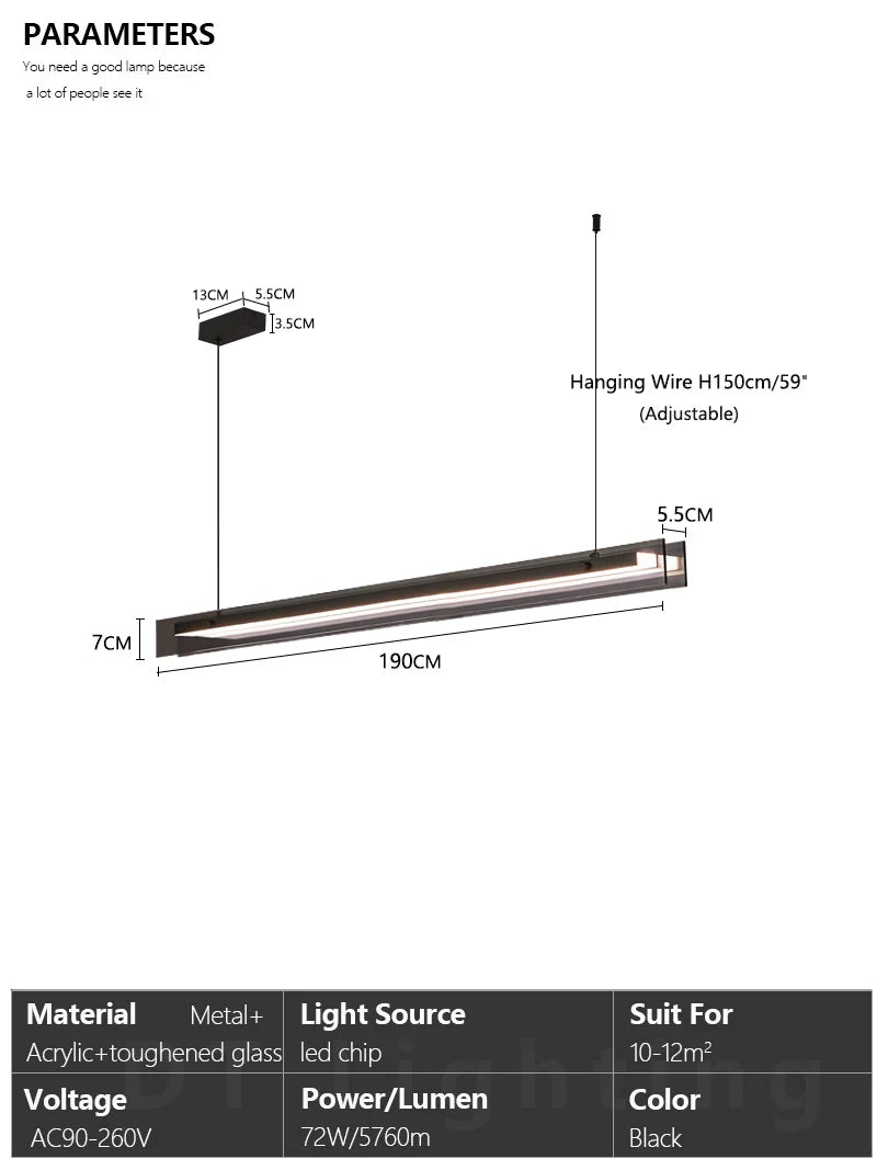 Nordic Black Glass Chandelier — Dining Room Statement Light