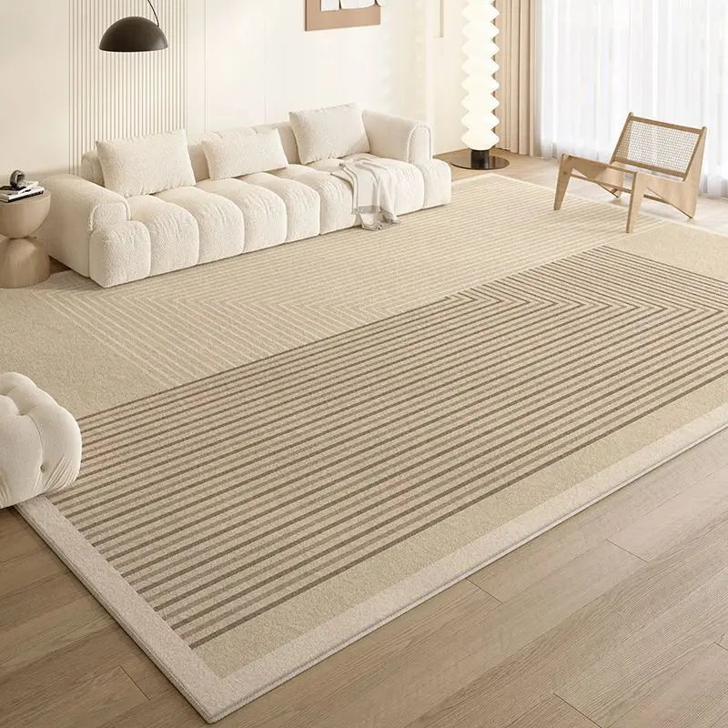 Cream Minimalist Textured Area Rug — Soft Anti-Slip — feature view