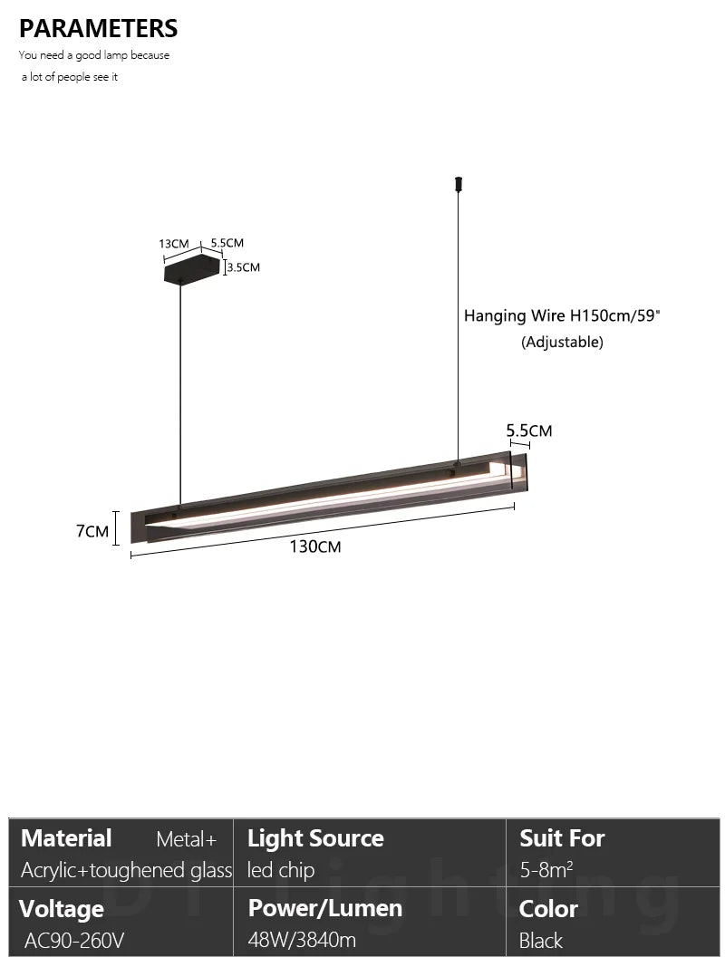 Nordic Black Glass Chandelier — Dining Room Statement Light