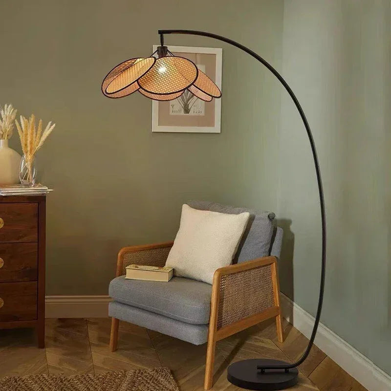 Rattan LED Lighting Floor Lamps Nightlight Home Decor Living Room Stand Light Bedside Lamp for Bedroom — alternate angle