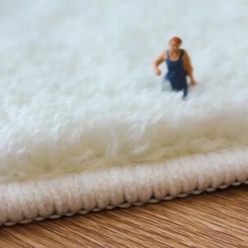 Faux Cashmere Coffee Table Mat — Anti-Slip Cream — detail view