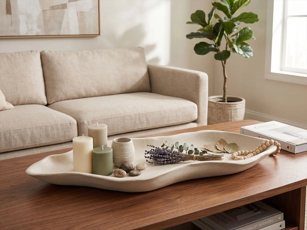 Wabi-Sabi Ceramic Storage Tray — Desktop Catchall