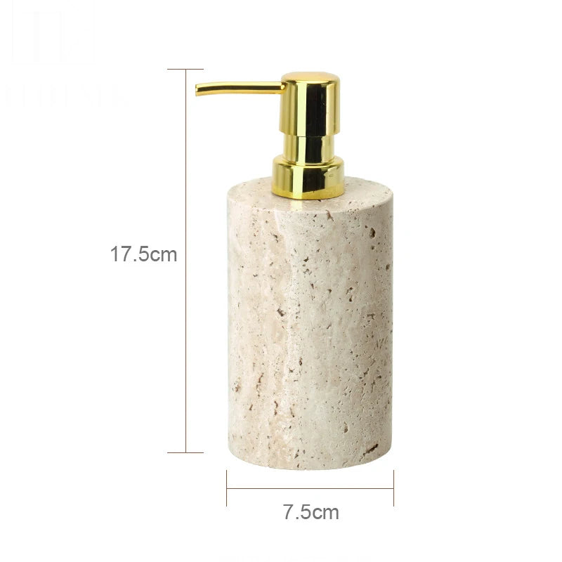 Travertine Bathroom Accessory Set — Vanity Tray & Diffuser, 9-Piece