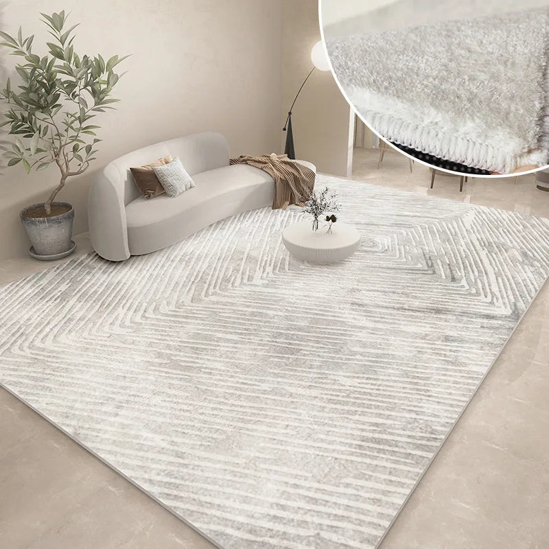Modern Abstract Plush Area Rug — Thick Grey