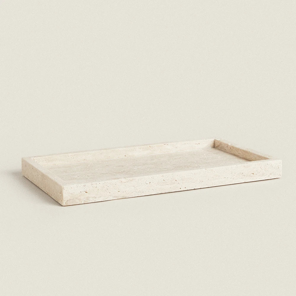 Travertine Vanity Tray — Rectangle Sink Organizer