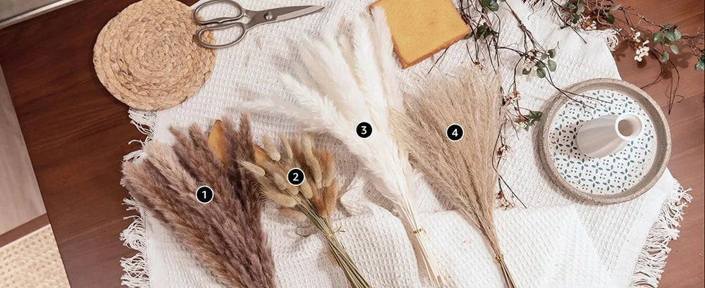 Natural Dried Pampas Reeds Bouquet — Boho Wedding & Home Decor