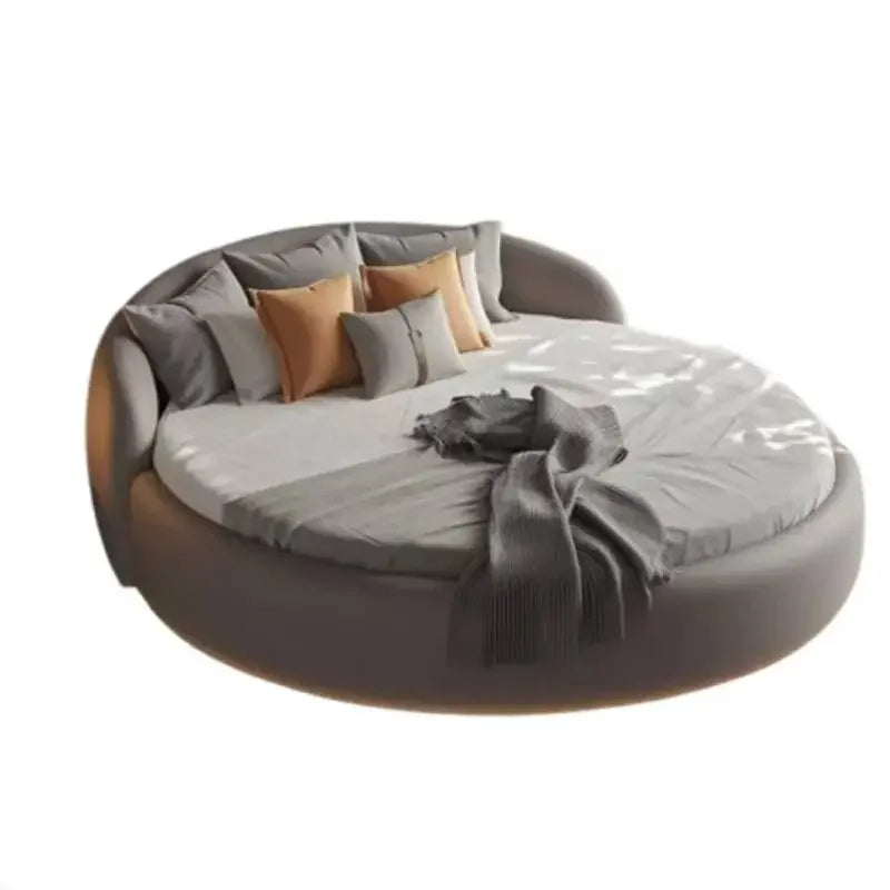 Floating Platform Bed - Modern Circular Headboard