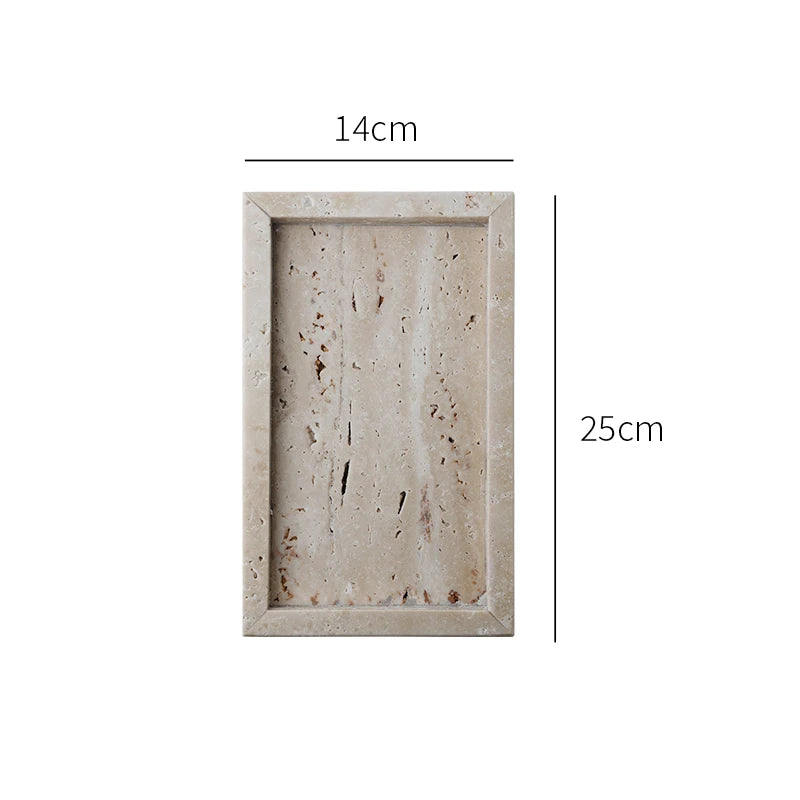 Travertine Vanity Tray — Multi-Size Marble Serving Tray
