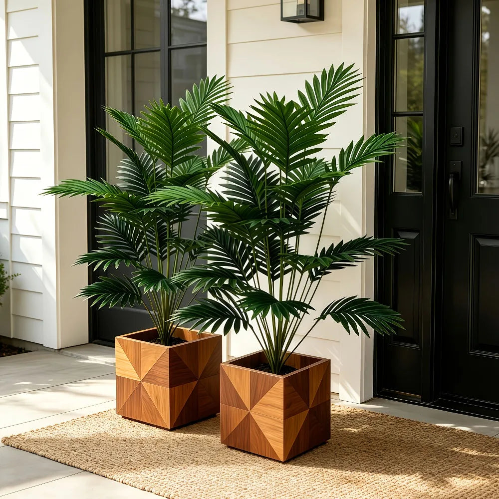 1PC 128CM Large Artificial Palm Tree Tropical Green 24Leaves Fake Plants Plastic Monstera Faux Tree Branch for Home Decor — close-up detail
