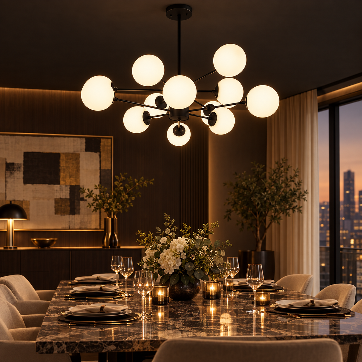 Linear Crystal Chandelier — Modern Loft Pendant Light