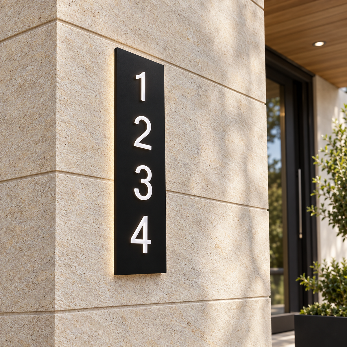 Modern Acrylic House Number Sign — LED Backlit Address