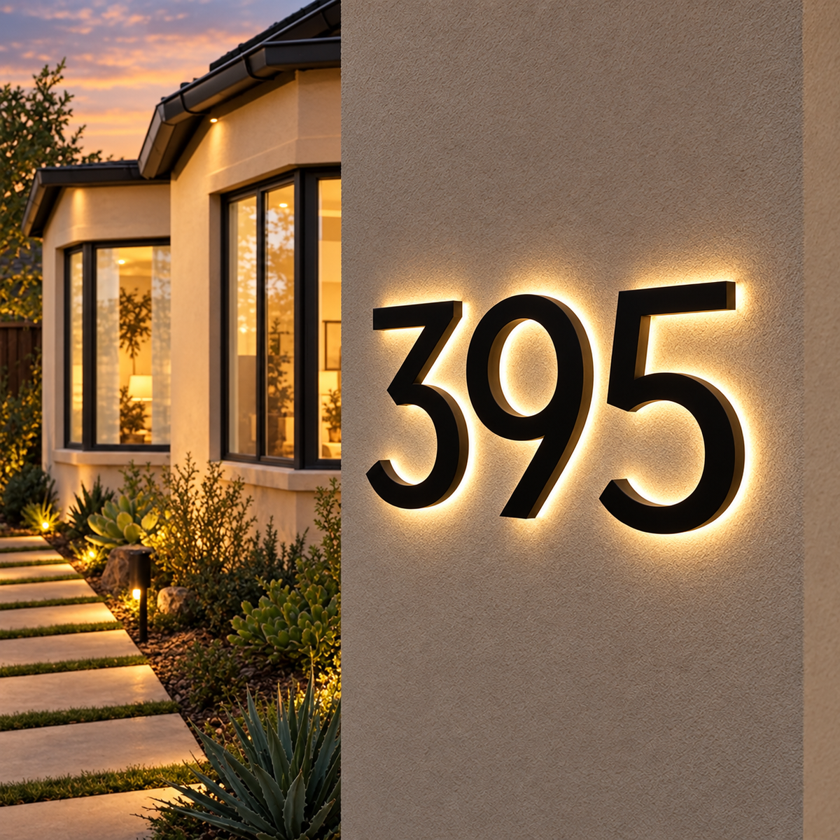 Metal Backlit House Numbers — LED Address Plaque