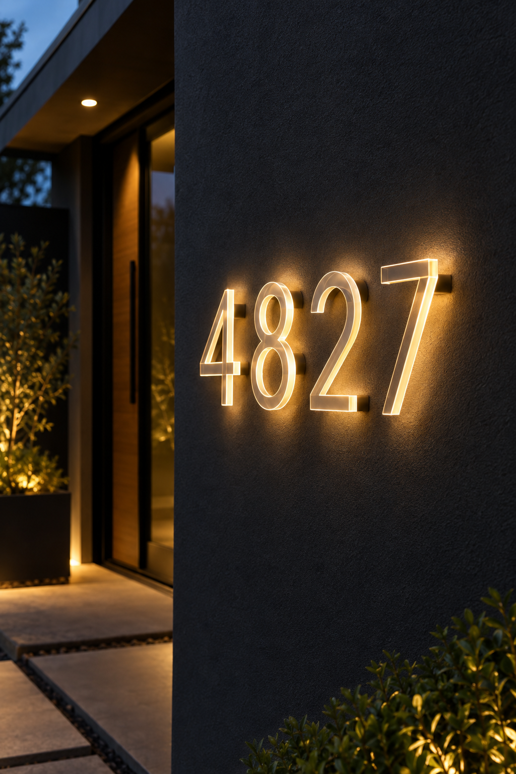 Floating Acrylic House Number Plaque — 3D LED Address