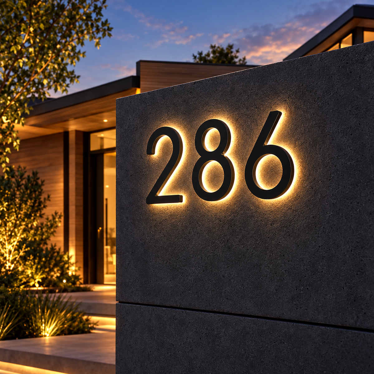 Illuminated LED House Numbers — Modern Backlit Address Sign